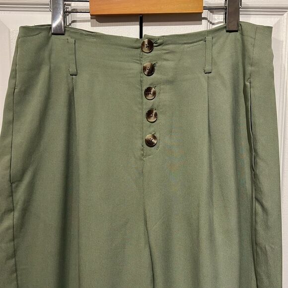 Frank & Oak Sage Green‎ Balloon Cut Button Fly Tencel Pants Size 12 NWT - Picture 2 of 14